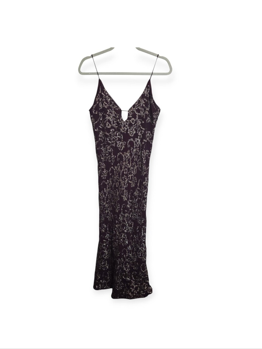 Women's NWT Zara ZW Collection sequined slip dress in deep eggplant color, sz M
